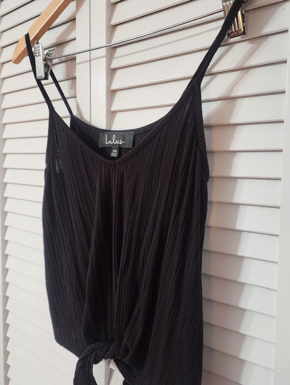 Lulu's Black Ribbed Tie-Front Cami Top